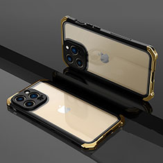 Apple iPhone 13 Pro Max用ケース 高級感 手触り良い メタル兼プラスチック バンパー SQ1 アップル ゴールド