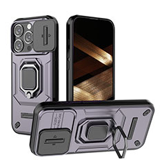 Apple iPhone 13 Pro Max用ハイブリットバンパーケース プラスチック アンド指輪 マグネット式 KC3 アップル パープル