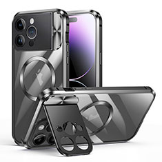 Apple iPhone 13 Pro Max用ケース 高級感 手触り良い メタル兼プラスチック バンパー Mag-Safe 磁気 Magnetic LK4 アップル ブラック