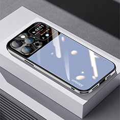 Apple iPhone 13 Pro Max用ハイブリットバンパーケース プラスチック 鏡面 カバー AT1 アップル ネイビー