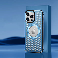 Apple iPhone 13 Pro Max用ケース 高級感 手触り良い アルミメタル 製の金属製 兼シリコン カバー Mag-Safe 磁気 Magnetic AC1 アップル ネイビー