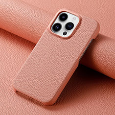 Apple iPhone 13 Pro Max用ケース 高級感 手触り良いレザー柄 S04D アップル ピンク