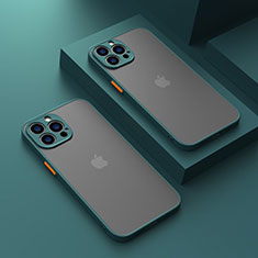 Apple iPhone 13 Pro Max用ハイブリットバンパーケース クリア透明 プラスチック カバー LS1 アップル モスグリー