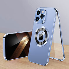 Apple iPhone 13 Pro Max用360度 フルカバー ケース 高級感 手触り良い アルミメタル 製の金属製 Mag-Safe 磁気 Magnetic P01 アップル ネイビー