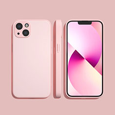 Apple iPhone 14用360度 フルカバー極薄ソフトケース シリコンケース 耐衝撃 全面保護 バンパー S09 アップル ピンク
