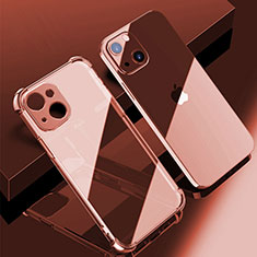 Apple iPhone 14用極薄ソフトケース シリコンケース 耐衝撃 全面保護 クリア透明 H06 アップル ローズゴールド