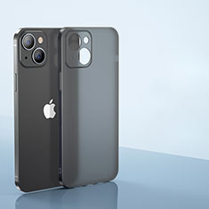 Apple iPhone 14用極薄ケース クリア透明 プラスチック 質感もマットU01 アップル グレー