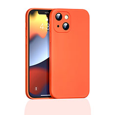 Apple iPhone 14用360度 フルカバー極薄ソフトケース シリコンケース 耐衝撃 全面保護 バンパー S05 アップル オレンジ