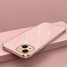 Apple iPhone 14用極薄ソフトケース シリコンケース 耐衝撃 全面保護 S04 アップル ローズゴールド