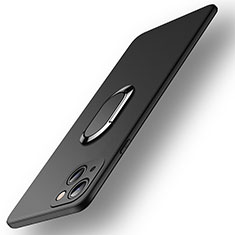 Apple iPhone 14用極薄ソフトケース シリコンケース 耐衝撃 全面保護 アンド指輪 マグネット式 バンパー A09 アップル ブラック