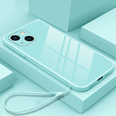 Apple iPhone 14用ハイブリットバンパーケース プラスチック 鏡面 カバー M03 アップル ブルー