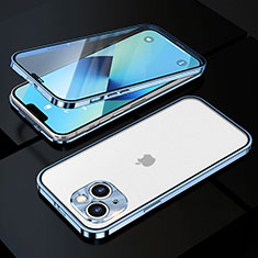 Apple iPhone 14用ケース 高級感 手触り良い アルミメタル 製の金属製 360度 フルカバーバンパー 鏡面 カバー M10 アップル ネイビー
