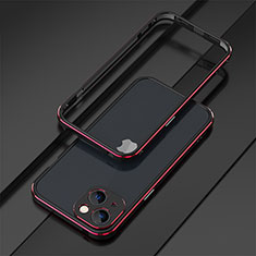 Apple iPhone 14用ケース 高級感 手触り良い アルミメタル 製の金属製 バンパー カバー A01 アップル レッド・ブラック