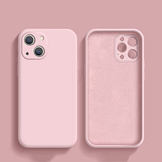 Apple iPhone 14用360度 フルカバー極薄ソフトケース シリコンケース 耐衝撃 全面保護 バンパー S02 アップル ピンク
