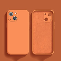Apple iPhone 14用360度 フルカバー極薄ソフトケース シリコンケース 耐衝撃 全面保護 バンパー S02 アップル オレンジ