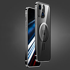 Apple iPhone 14用ケース 高級感 手触り良い メタル兼プラスチック バンパー Mag-Safe 磁気 Magnetic JB1 アップル ブラック