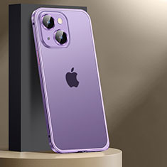 Apple iPhone 14用ケース 高級感 手触り良い メタル兼プラスチック バンパー JL2 アップル パープル