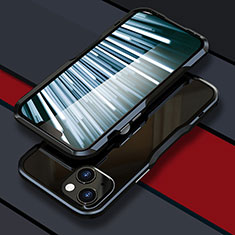 Apple iPhone 14用ケース 高級感 手触り良い アルミメタル 製の金属製 バンパー カバー LF1 アップル ブラック