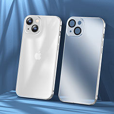Apple iPhone 14用ケース 高級感 手触り良い メタル兼プラスチック バンパー LF1 アップル シルバー