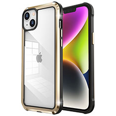 Apple iPhone 14用ケース 高級感 手触り良い メタル兼プラスチック バンパー LF6 アップル ゴールド