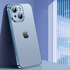 Apple iPhone 14用極薄ソフトケース シリコンケース 耐衝撃 全面保護 クリア透明 LD1 アップル ブルー