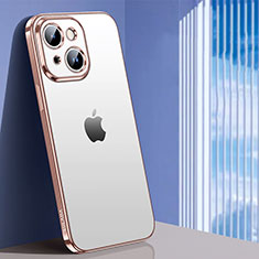 Apple iPhone 14用極薄ソフトケース シリコンケース 耐衝撃 全面保護 クリア透明 LD1 アップル ローズゴールド