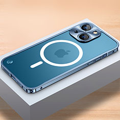 Apple iPhone 14用ケース 高級感 手触り良い メタル兼プラスチック バンパー Mag-Safe 磁気 Magnetic QC1 アップル ネイビー