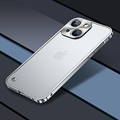 Apple iPhone 14用ケース 高級感 手触り良い メタル兼プラスチック バンパー QC1 アップル シルバー