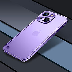 Apple iPhone 14用ケース 高級感 手触り良い メタル兼プラスチック バンパー QC1 アップル パープル