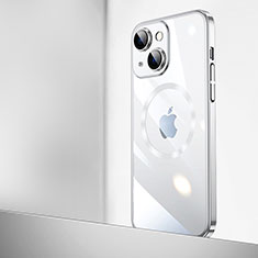 Apple iPhone 14用ハードカバー クリスタル クリア透明 Mag-Safe 磁気 Magnetic QC2 アップル シルバー