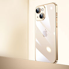 Apple iPhone 14用ハードカバー クリスタル クリア透明 QC2 アップル ゴールド