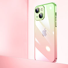 Apple iPhone 14用ハードカバー クリスタル クリア透明 勾配色 QC1 アップル ピンク