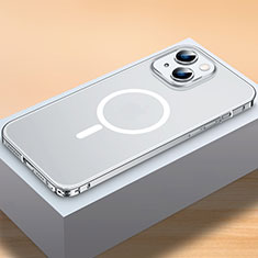 Apple iPhone 14用ケース 高級感 手触り良い メタル兼プラスチック バンパー Mag-Safe 磁気 Magnetic QC2 アップル シルバー