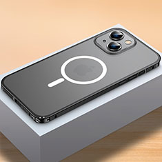 Apple iPhone 14用ケース 高級感 手触り良い メタル兼プラスチック バンパー Mag-Safe 磁気 Magnetic QC2 アップル ブラック