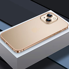 Apple iPhone 14用ケース 高級感 手触り良い メタル兼プラスチック バンパー QC3 アップル ゴールド