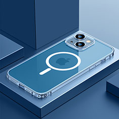 Apple iPhone 14用ケース 高級感 手触り良い メタル兼プラスチック バンパー Mag-Safe 磁気 Magnetic QC3 アップル ネイビー