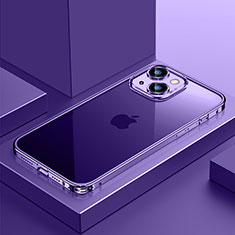 Apple iPhone 14用ケース 高級感 手触り良い メタル兼プラスチック バンパー QC4 アップル パープル