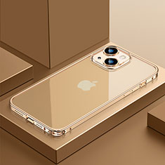 Apple iPhone 14用ケース 高級感 手触り良い メタル兼プラスチック バンパー QC4 アップル ゴールド