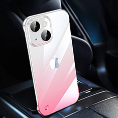 Apple iPhone 14用ハードカバー クリスタル クリア透明 勾配色 QC2 アップル ピンク
