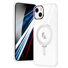 Apple iPhone 14用極薄ソフトケース シリコンケース 耐衝撃 全面保護 クリア透明 カバー Mag-Safe 磁気 Magnetic SD1 アップル シルバー