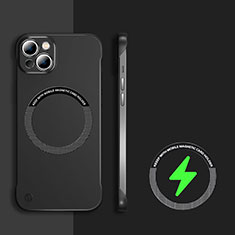 Apple iPhone 14用ハードケース プラスチック 質感もマット フレームレス カバー Mag-Safe 磁気 Magnetic アップル ブラック