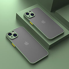 Apple iPhone 14用ハイブリットバンパーケース クリア透明 プラスチック カバー LS1 アップル グリーン