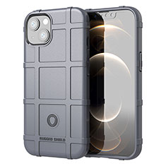 Apple iPhone 14 Plus用360度 フルカバー極薄ソフトケース シリコンケース 耐衝撃 全面保護 バンパー G05 アップル グレー