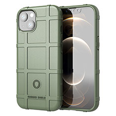 Apple iPhone 14 Plus用360度 フルカバー極薄ソフトケース シリコンケース 耐衝撃 全面保護 バンパー G05 アップル グリーン