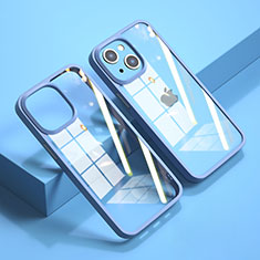 Apple iPhone 14 Plus用ハイブリットバンパーケース クリア透明 プラスチック 鏡面 カバー M04 アップル ネイビー