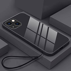Apple iPhone 14 Plus用ハイブリットバンパーケース プラスチック 鏡面 カバー M03 アップル ブラック