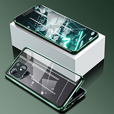 Apple iPhone 14 Plus用ケース 高級感 手触り良い アルミメタル 製の金属製 360度 フルカバーバンパー 鏡面 カバー M09 アップル グリーン