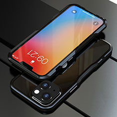 Apple iPhone 14 Plus用ケース 高級感 手触り良い アルミメタル 製の金属製 バンパー カバー アップル ブラック
