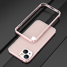 Apple iPhone 14 Plus用ケース 高級感 手触り良い アルミメタル 製の金属製 バンパー カバー A01 アップル ローズゴールド