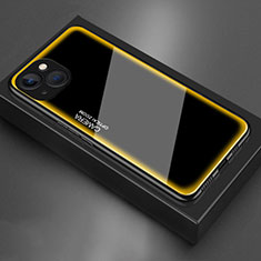 Apple iPhone 14 Plus用ハイブリットバンパーケース プラスチック 鏡面 カバー アップル イエロー